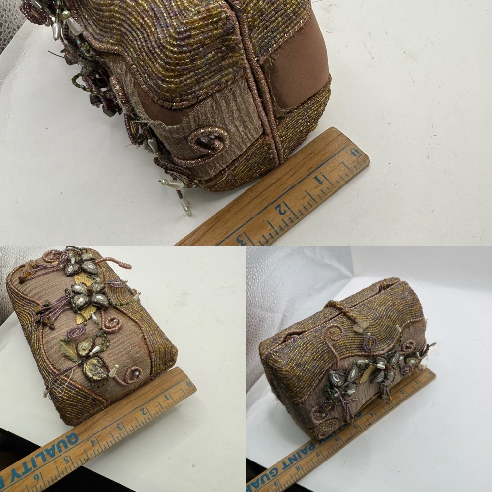 Vintage Mary Frances Embellished Floral Beaded Gems Crossbody Purse Clutch - Picture 6 of 16